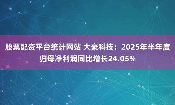 股票配资平台统计网站 大豪科技：2025年半年度归母净利润同比增长24.05%